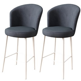 Hanah Home Juego 2 Taburetes de Bar Alte, Antracita y Blanco, 46x102x40 cm